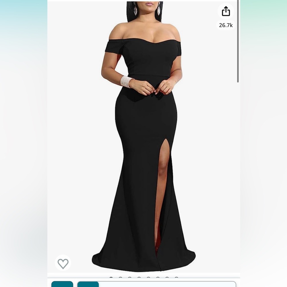 Black off the shoulder floor length dress